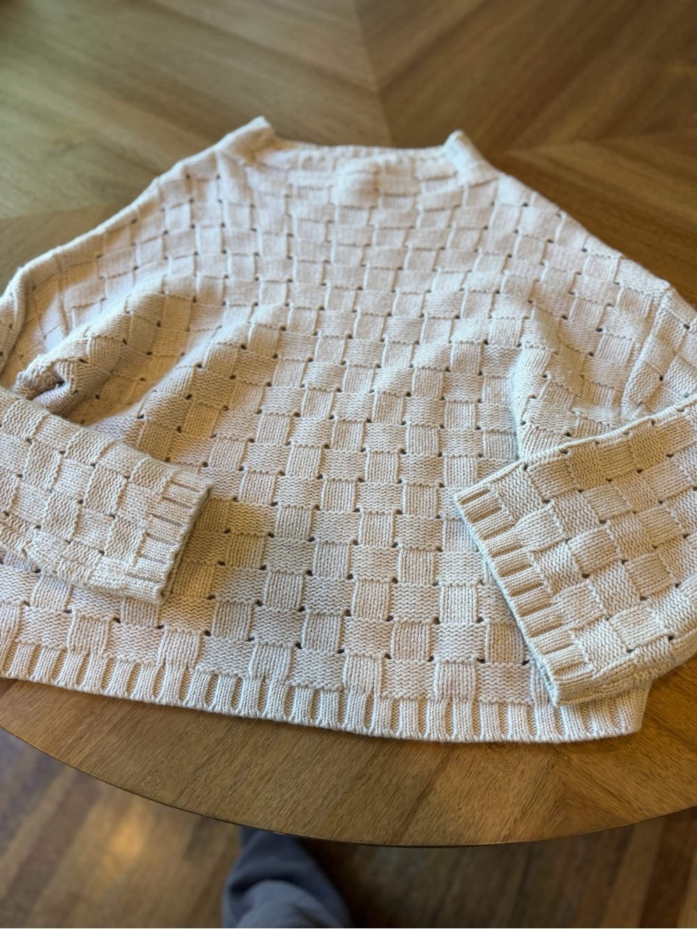 Banana Republic Cream Basketweave Crewneck Sweater